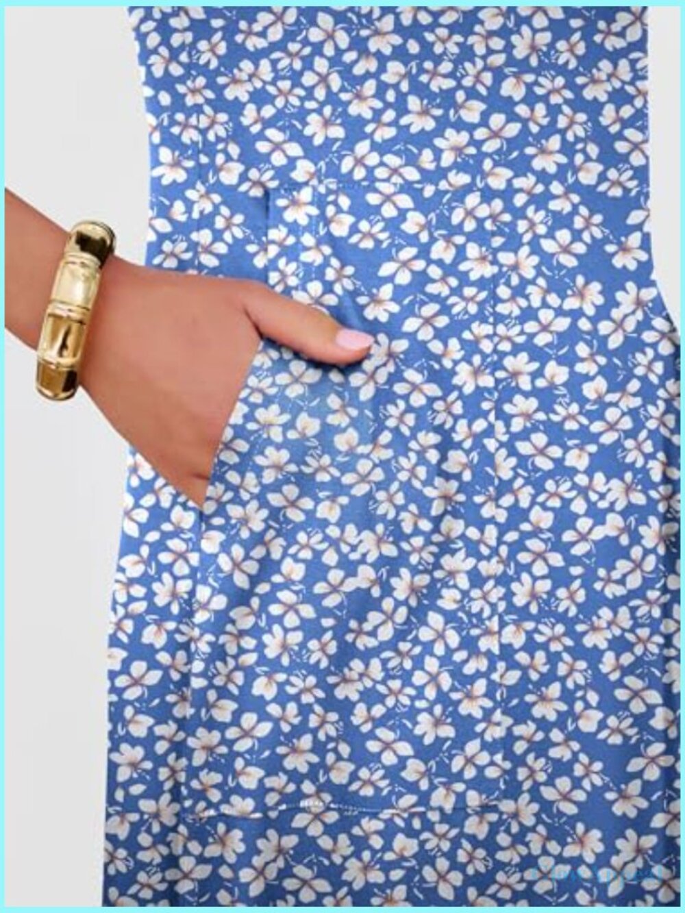 Summer Midi Dress Short Sleeve Button Up Crewneck Loose With Pockets - Picture 6 of 7